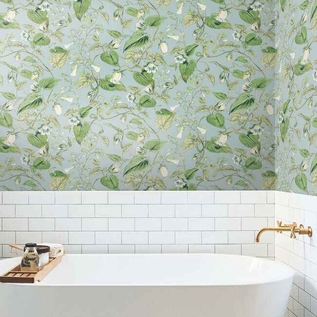 Moon Flower Sky Blue Wallpaper - York Wallcoverings - BL1714 - York Wallcoverings Wallpaper