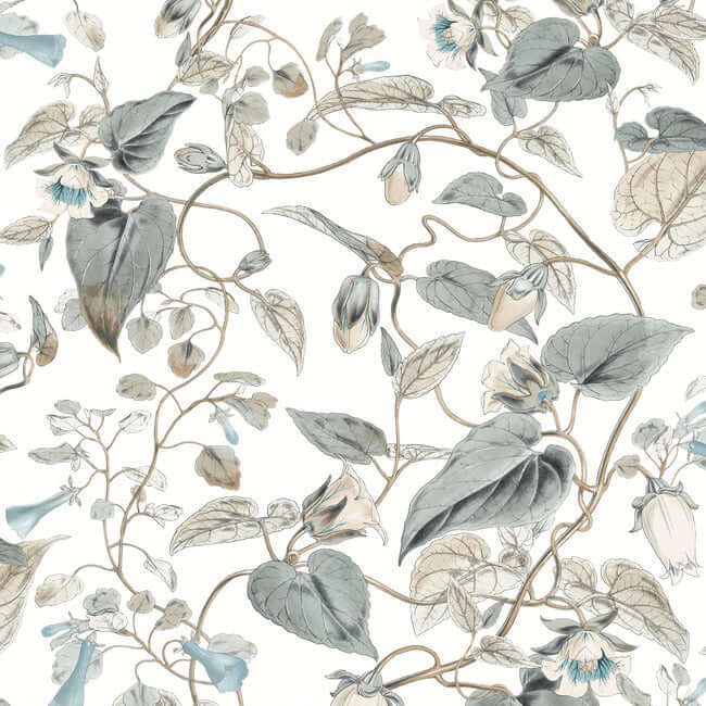 moon-flower-white-blue-wallpaper-york-wallcoverings-bl1715 - York Wallpaper Wallpaper