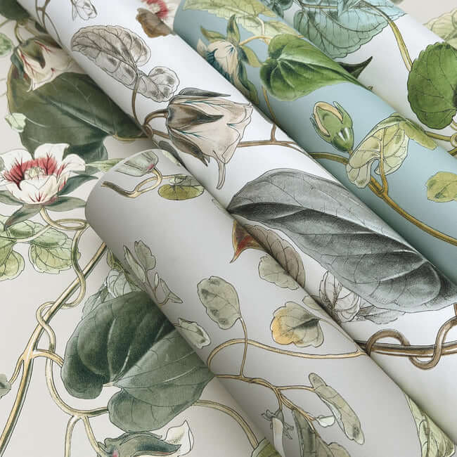 moon-flower-white-blue-wallpaper-york-wallcoverings-bl1715 - York Wallpaper Wallpaper