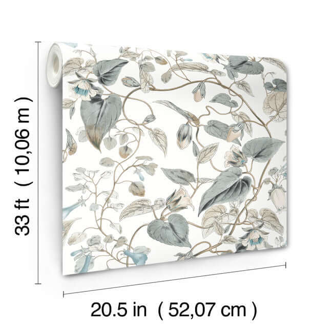moon-flower-white-blue-wallpaper-york-wallcoverings-bl1715 - York Wallpaper Wallpaper