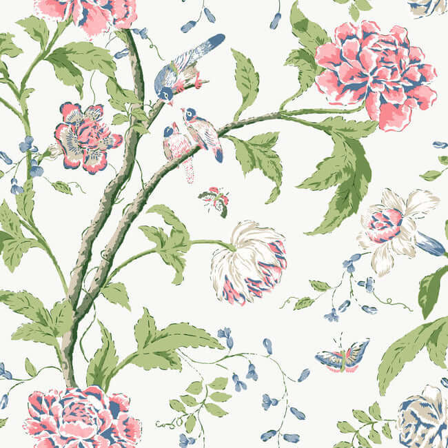 teahouse-floral-white-blush-wallpaper-york-wallcoverings-bl1785 - York Wallpaper Wallpaper