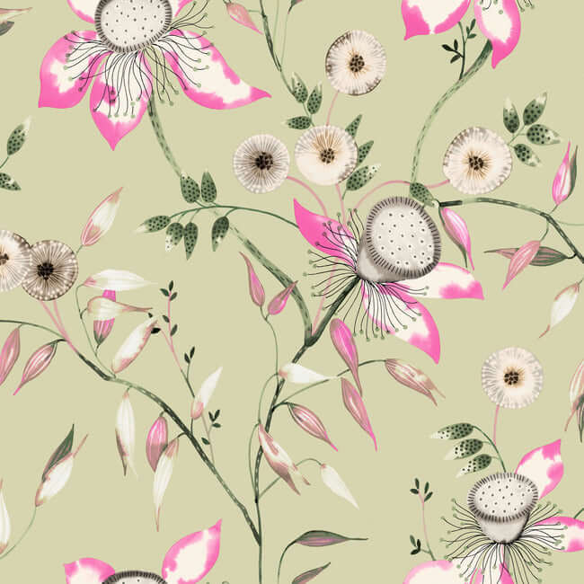 dream-blossom-light-green-wallpaper-york-wallcoverings-bl1791 - York Wallpaper Wallpaper