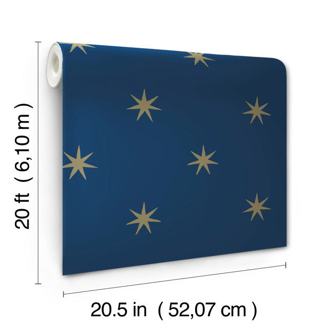star-splendor-premium-peel-stick-wallpaper-navymetallic-gold-york-wallcoverings-psw1451rl - York Wallcoverings Wallpaper