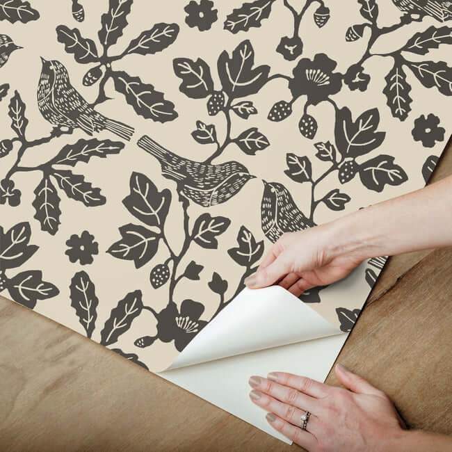 sparrow-oak-linen-charcoal-peel-stick-wallpaper-york-wallcoverings-psw1442rl - York Wallpaper Wallpaper