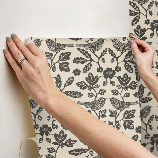 sparrow-oak-linen-charcoal-peel-stick-wallpaper-york-wallcoverings-psw1442rl - York Wallpaper Wallpaper