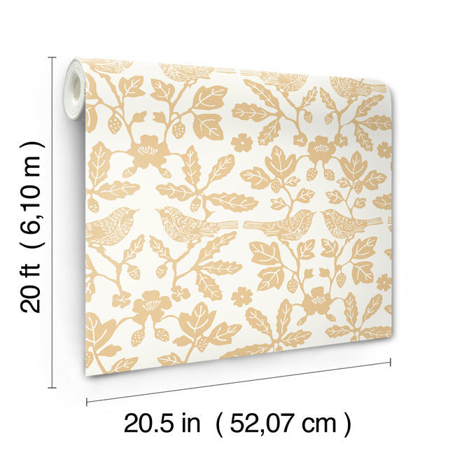 sparrow-oak-premium-peel-stick-wallpaper-ochre-yellow-york-wallcoverings-psw1439rl - York Wallcoverings Wallpaper