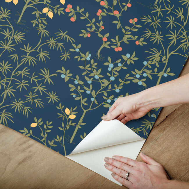 lemon-grove-navy-peel-stick-wallpaper-york-wallcoverings-psw1454rl - York Wallpaper Wallpaper