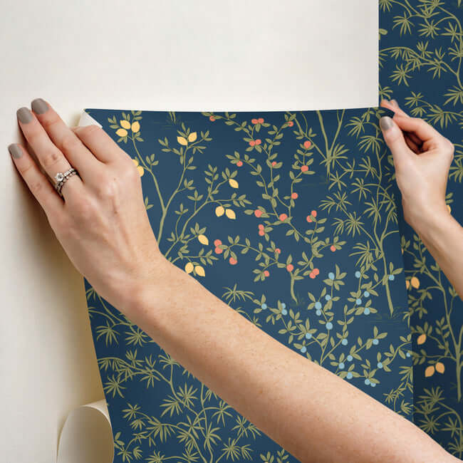 lemon-grove-navy-peel-stick-wallpaper-york-wallcoverings-psw1454rl - York Wallpaper Wallpaper
