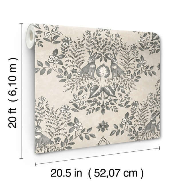 cottontail-toile-linen-charcoal-peel-stick-wallpaper-york-wallcoverings-psw1433rl - York Wallpaper Wallpaper