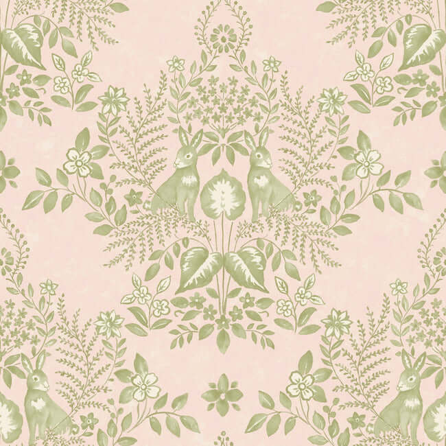 cottontail-toile-pink-chartreuse-peel-stick-wallpaper-york-wallcoverings-psw1432rl - York Wallcoverings Wallpaper
