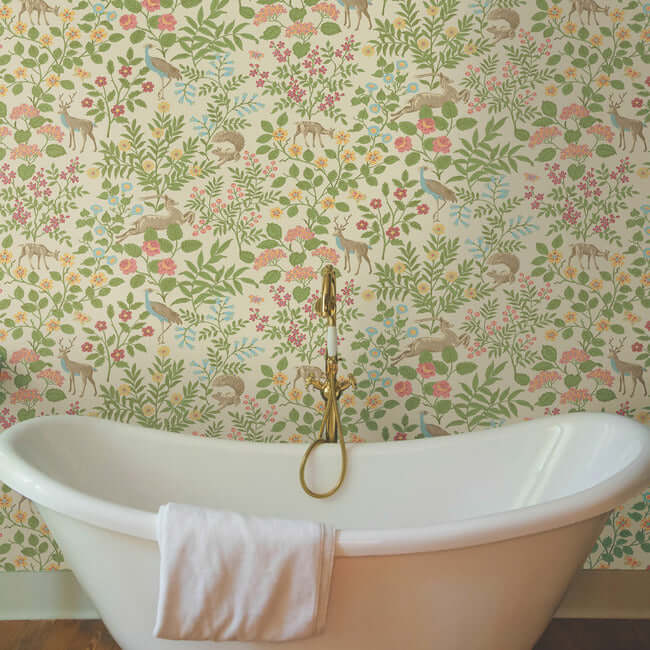 woodland-floral-linen-peel-stick-wallpaper-york-wallcoverings-psw1436rl - York Wallpaper Wallpaper