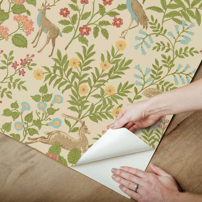 woodland-floral-linen-peel-stick-wallpaper-york-wallcoverings-psw1436rl - York Wallpaper Wallpaper