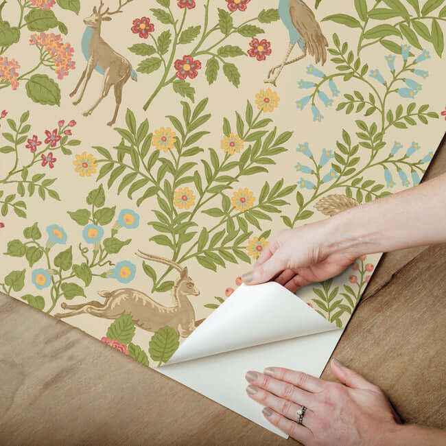 Woodland Floral Linen Peel & Stick Wallpaper - York Wallcoverings - PSW1436RL - York Wallcoverings Wallpaper