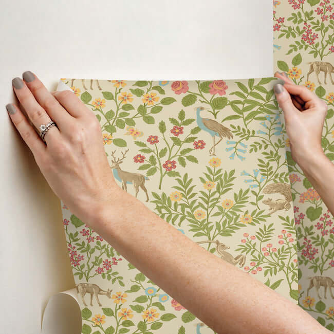 woodland-floral-linen-peel-stick-wallpaper-york-wallcoverings-psw1436rl - York Wallpaper Wallpaper