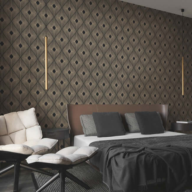 harlowe-black-gold-wallpaper-york-wallcoverings-nw3593 - York Wallpaper Wallpaper