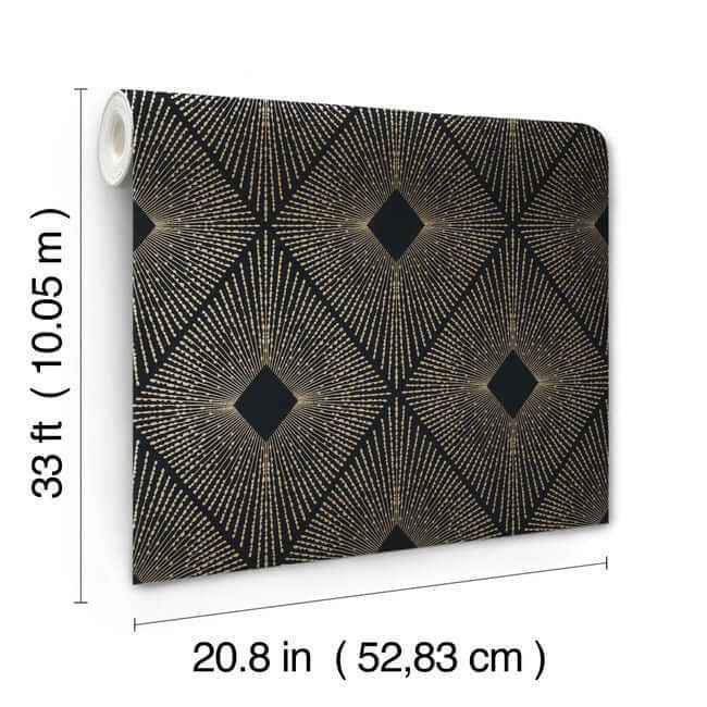 Harlowe Black & Gold Wallpaper - York Wallcoverings - NW3593 - York Wallcoverings Wallpaper
