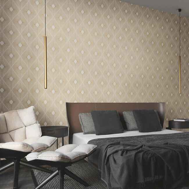 Harlowe White & Gold Wallpaper - York Wallcoverings - NW3592