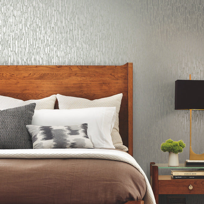 Metallic Cascade Pale Green & Silver Wallpaper - York Wallcoverings - MD7153 - York Wallcoverings Wallpaper