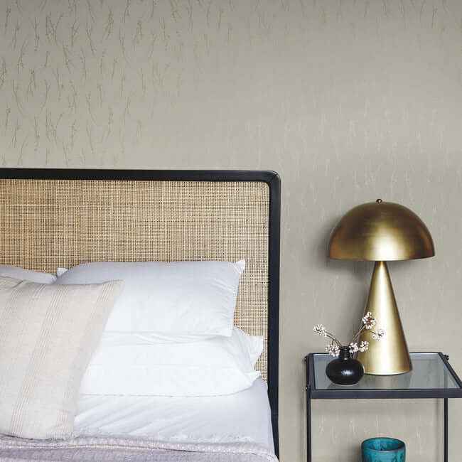 Sprigs Cream & Gold Wallpaper - York Wallcoverings - MD7192