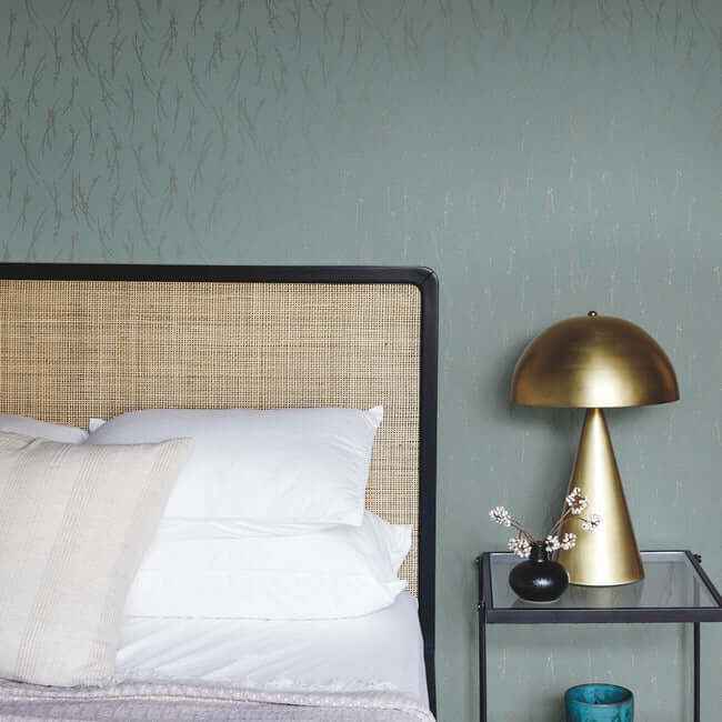 Sprigs Smokey Blue & Silver Wallpaper - York Wallcoverings - MD7193 - York Wallcoverings Wallpaper