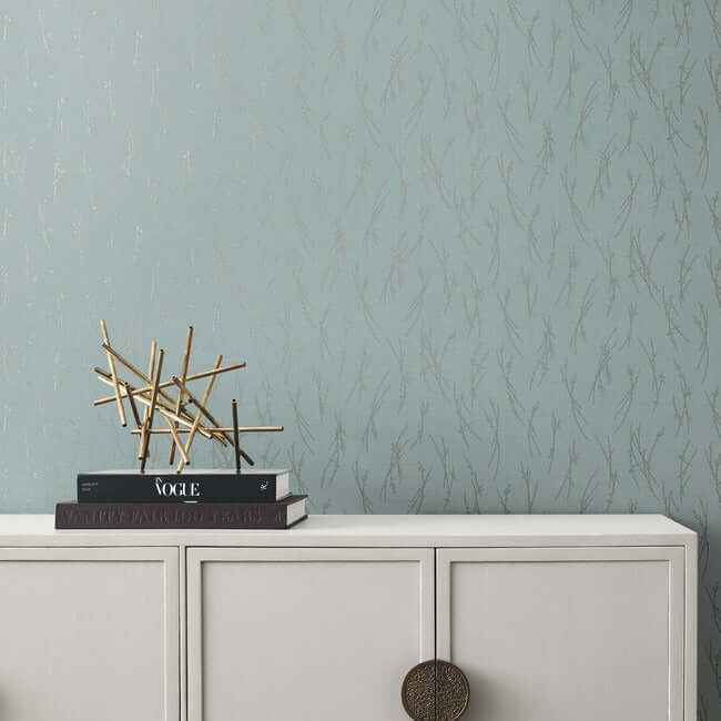 Sprigs Smokey Blue & Silver Wallpaper - York Wallcoverings - MD7193 - York Wallcoverings Wallpaper
