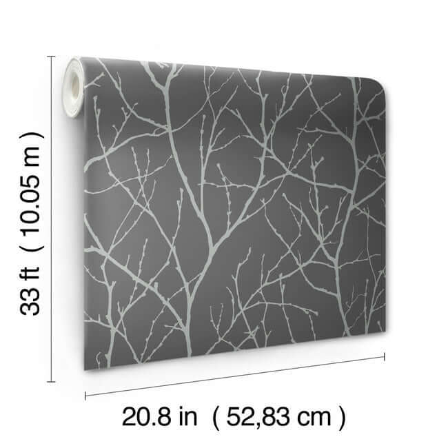 trees-silhouette-charcoal-silver-wallpaper-york-wallcoverings-md7125 - York Wallcoverings Wallpaper