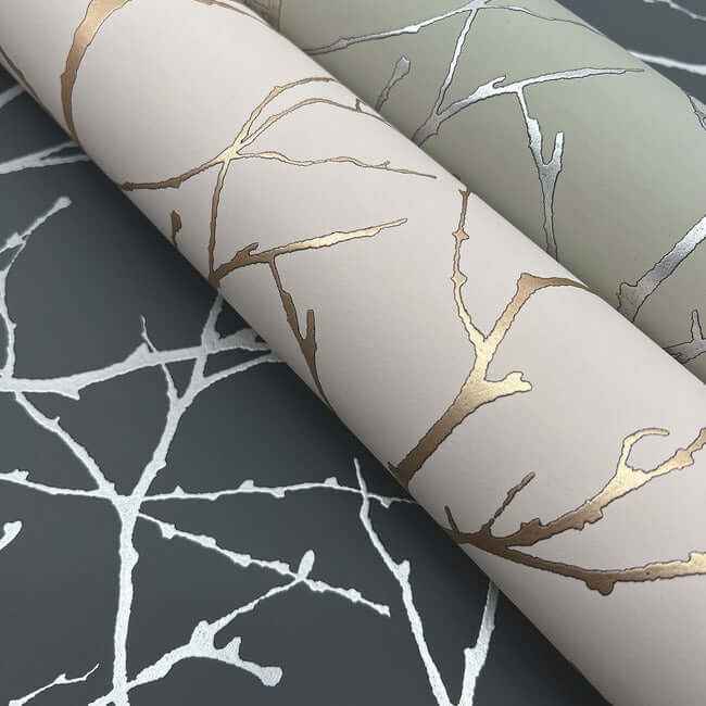 Trees Silhouette Eucalyptus & Silver Wallpaper - York Wallcoverings - MD7124 - York Wallcoverings Wallpaper