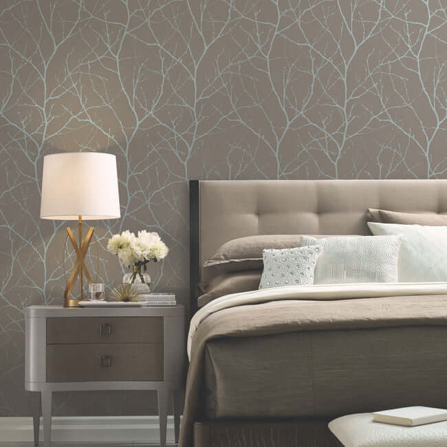 trees-silhouette-mocha-silver-wallpaper-york-wallcoverings-md7121 - York Wallpaper Wallpaper