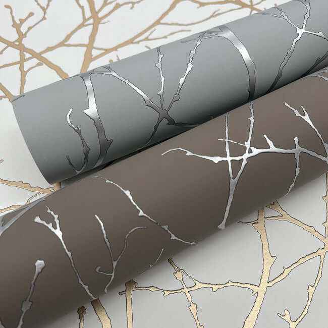Trees Silhouette Mocha & Silver Wallpaper - York Wallcoverings - MD7121 - York Wallcoverings Wallpaper