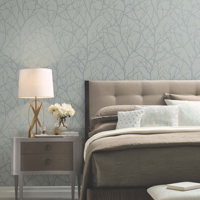 trees-silhouette-smokey-blue-silver-wallpaper-york-wallcoverings-md7123 - York Wallpaper Wallpaper