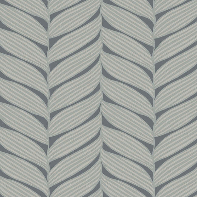 luminous-leaves-charcoal-silver-wallpaper-york-wallcoverings-md7163 - York Wallcoverings Wallpaper