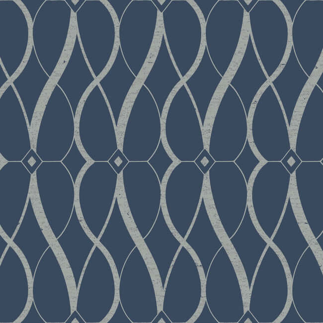 graceful-geo-navy-silver-wallpaper-york-wallcoverings-md7174 - York Wallcoverings Wallpaper