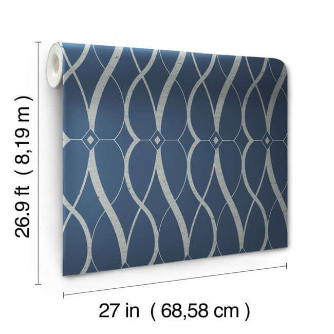 graceful-geo-navy-silver-wallpaper-york-wallcoverings-md7174 - York Wallcoverings Wallpaper