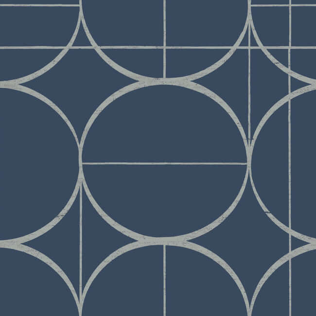 sun-circles-blue-silver-wallpaper-york-wallcoverings-md7204 - York Wallpaper Wallpaper