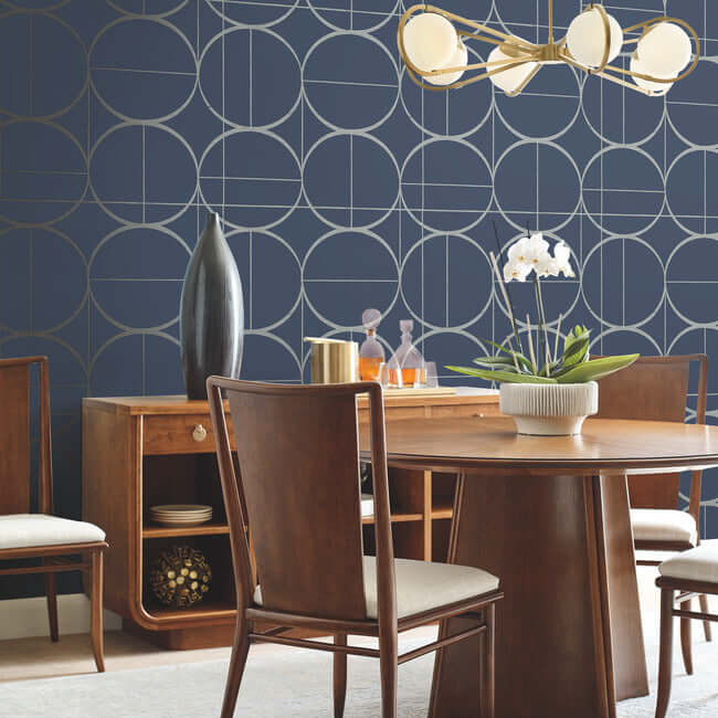 sun-circles-blue-silver-wallpaper-york-wallcoverings-md7204 - York Wallpaper Wallpaper