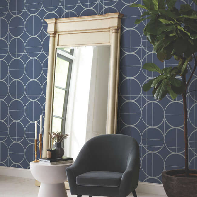 sun-circles-blue-silver-wallpaper-york-wallcoverings-md7204 - York Wallpaper Wallpaper