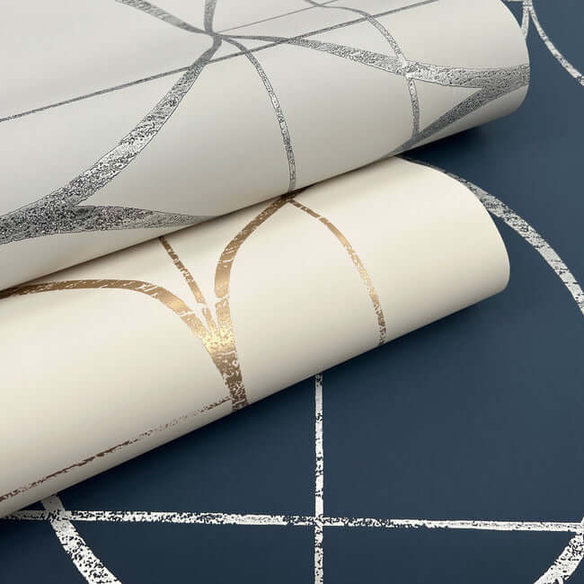 sun-circles-blue-silver-wallpaper-york-wallcoverings-md7204 - York Wallpaper Wallpaper