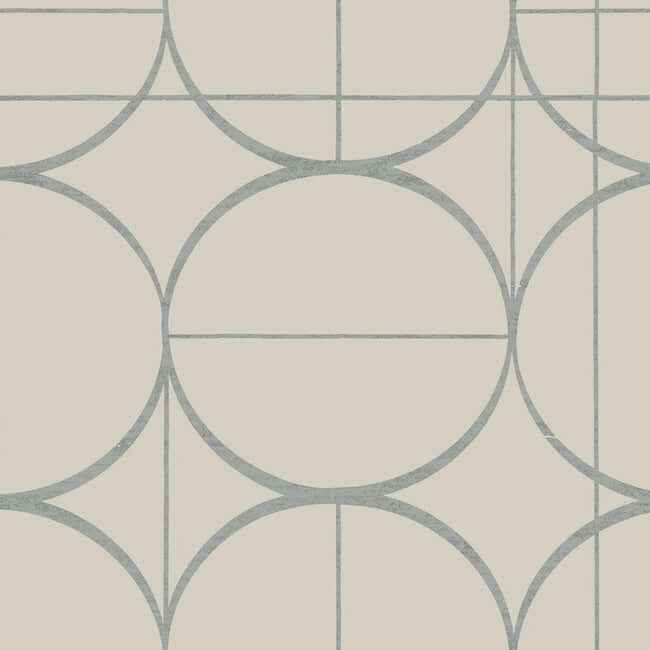 Sun Circles Taupe & Silver Wallpaper - York Wallcoverings - MD7201
