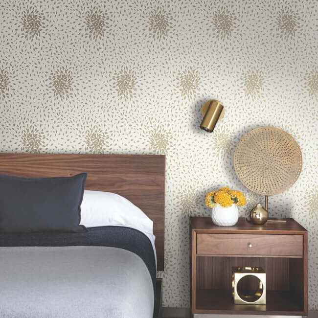 Petite Leaves Cream & Gold Wallpaper - York Wallcoverings - MD7103 - York Wallcoverings Wallpaper
