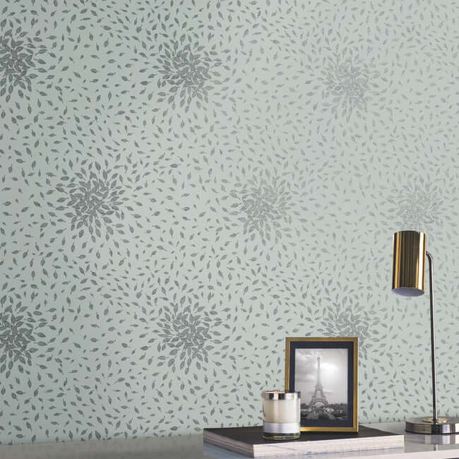 petite-leaves-spa-silver-wallpaper-york-wallcoverings-md7101 - York Wallcoverings Wallpaper