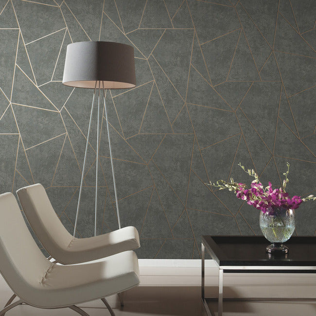 Nazca Dark Grey & Gold Wallpaper - York Wallcoverings - NW3502 - York Wallcoverings Wallpaper