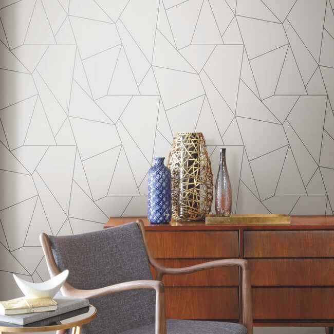 Nazca White & Silver Wallpaper - York Wallcoverings - NW3501 - York Wallcoverings Wallpaper