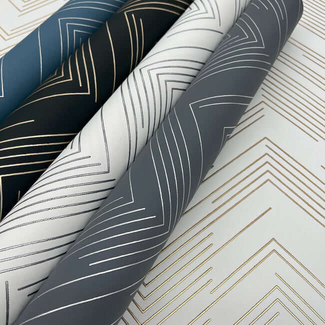 polished-chevron-white-silver-wallpaper-york-wallcoverings-md7223 - York Wallcoverings Wallpaper