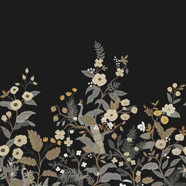 Peacock Black Wall Mural - York Wallcoverings - RP7399M - York Wallcoverings Wallpaper