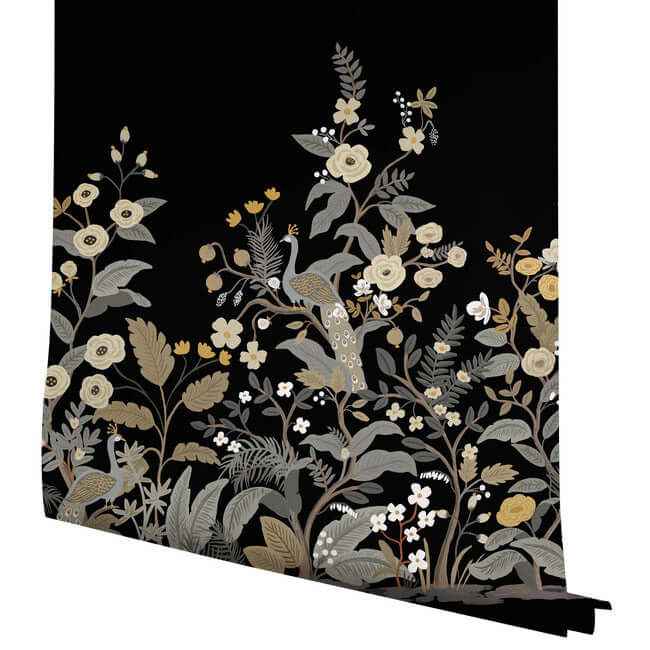 Peacock Black Wall Mural - York Wallcoverings - RP7399M - York Wallcoverings Wallpaper