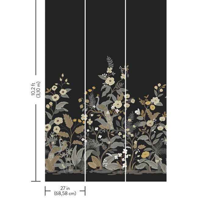 Peacock Black Wall Mural - York Wallcoverings - RP7399M - York Wallcoverings Wallpaper