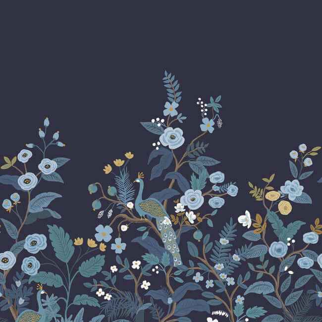 Peacock Navy Wall Mural - York Wallcoverings - RP7396M
