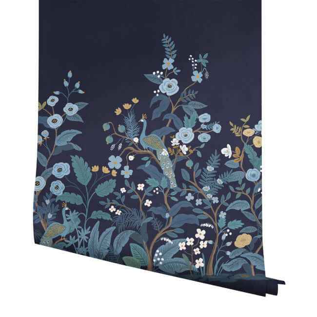 Peacock Navy Wall Mural - York Wallcoverings - RP7396M - York Wallcoverings Wallpaper