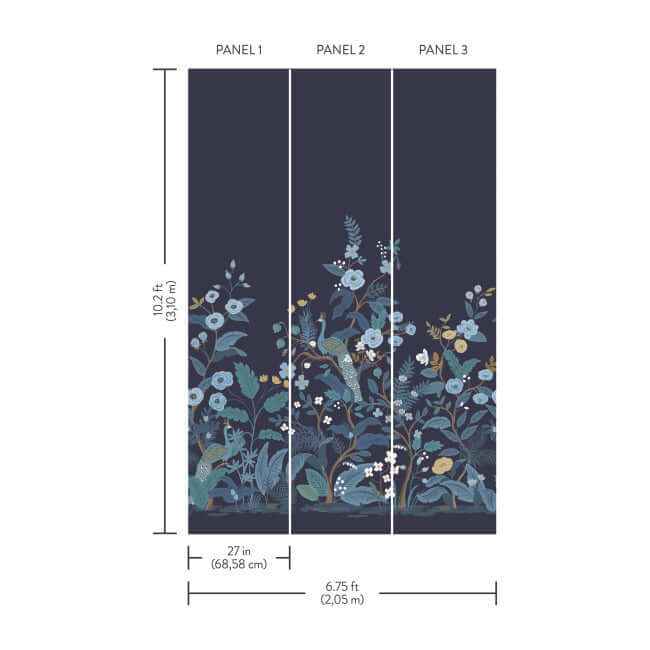 Peacock Navy Wall Mural - York Wallcoverings - RP7396M - York Wallcoverings Wallpaper