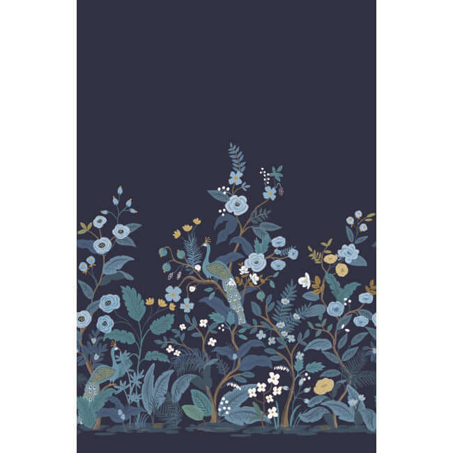 peacock-mural-navy-york-wallcoverings-rp7396m - York Wallcoverings Wallpaper